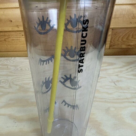 2017 Starbucks 24 Oz. Acrylic Venti Cold Cup Tumbler Clear Eyes Winking *READ* - Picture 3 of 4